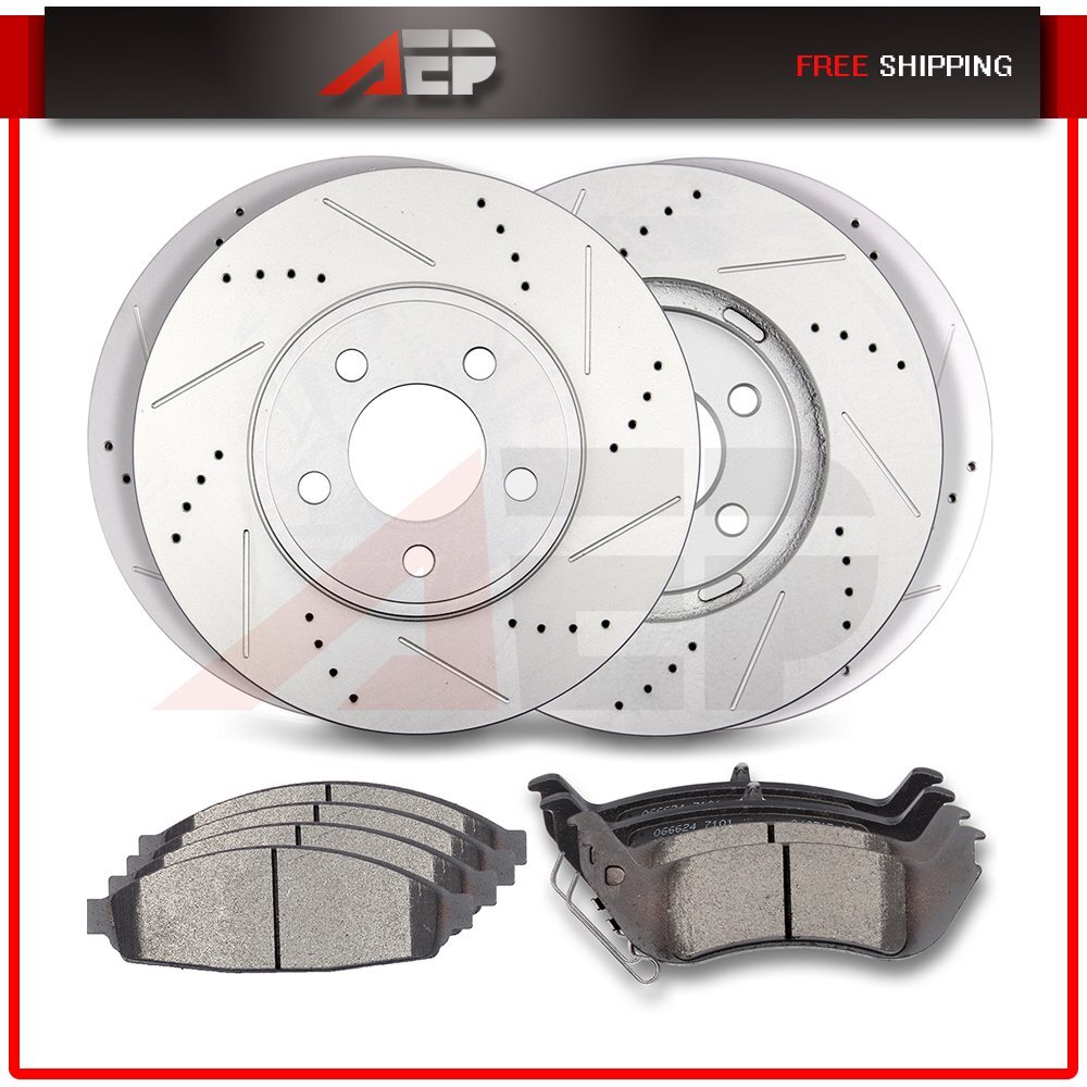 For Ford Crown Victoria Front + Rear Drilled Slotted Brake Rotors