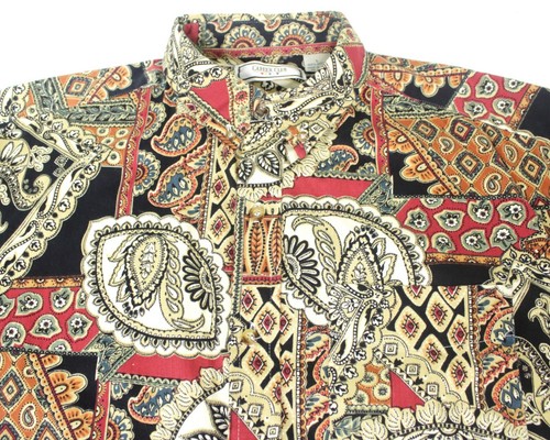 Career Club mens large paisley Egyptian ornamental textile design button shirt - Picture 3 of 9