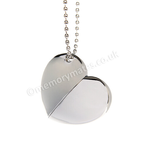 8GB Silver Heart/Wedding Photography Flash Drive/USB Memory Stick Gift