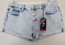 No Boundaries Juniors Size 13 Button Fly Acid Wash Short Shorts NWT