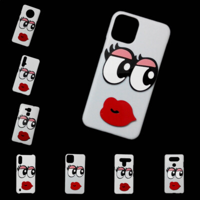 For Various Phones 3D Cute Lips Eye White Back Hard Protective Skin Case Cover