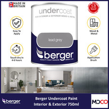 Berger Undercoat For Interior Exterior Wood Metal Paint White & Lead Grey 750ml