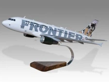 Airbus A319 Frontier Wolves Desk Wood Airplane New Model Small Scale 1/130