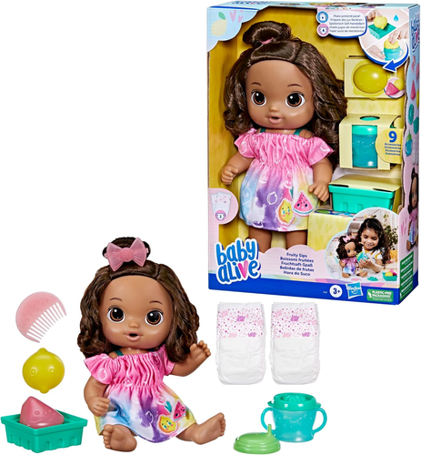 Fruity Sips Doll, Lemon, Toys for 3 Year Old Girls, 12-Inch Baby Doll Set, Drink - Picture 11 of 12