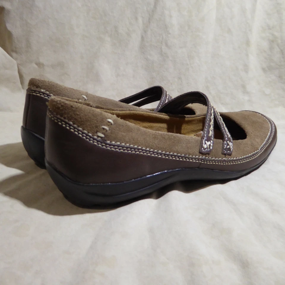 🩰 Natural Soul Doble Correa Mary Janes 8.5 M Gamuza Tostada con Acentos de Cuero Marrón Foto 4 de 4