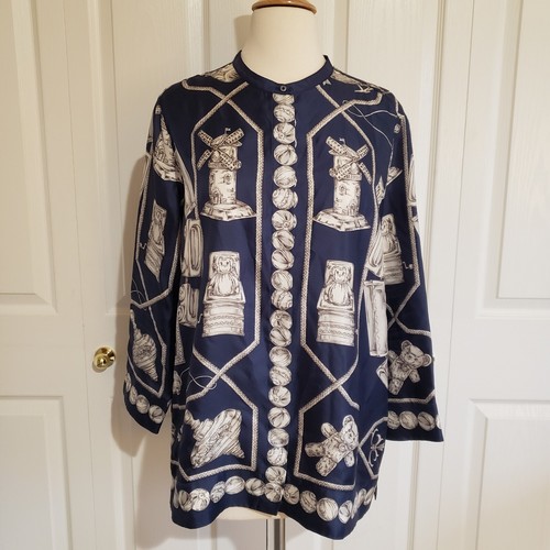 Max Mara, S' Max Mara Silk Long Sleeve Button Up Shirt Novelty Vintage Toys US 12 Large