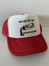 40oz Beer One Sip Trucker Hat adjustable Red  Cap Beach Party Hat unworn New