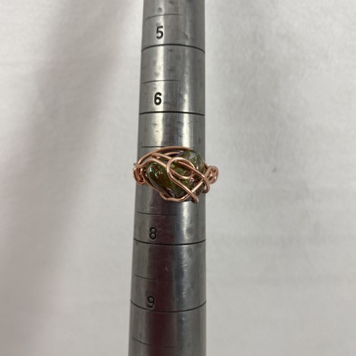 Handmade ~ Copper Wire Wrap Picasso Mother of Pearl Pearl Ring Size 7 #310 - Picture 3 of 8