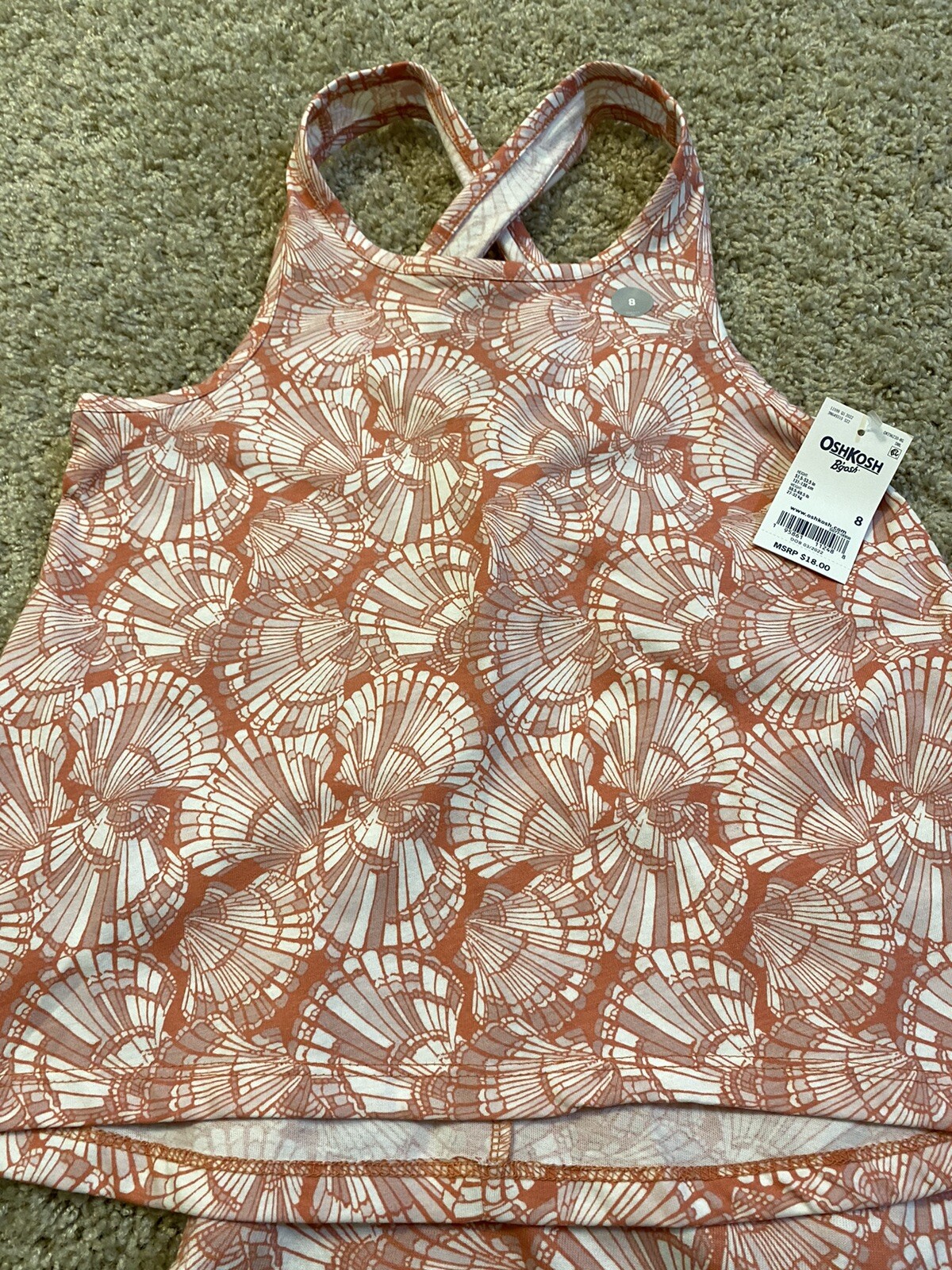 OSHKOSH B'GOSH Big Girls 2 Piece Outfit Seashell Tank Skort NWT Size 8