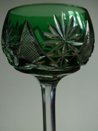 VAL ST LAMBERT 1 ANTIQUE WINE GLASS ROEMER CRYSTAL MODEL ANTWERP GREEN 18 cm - Picture 2 of 12