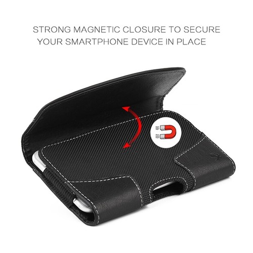 For Apple iPhone 7 Horizontal Leather Pouch Belt Clip Holster Case Cover-Black - Picture 3 of 7