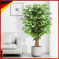 Kunstpflanze Ficusbaum 120Cm KüNstliche Pflanze Mit Naturholz Stamm FüR