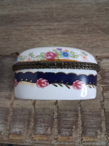 Porzellan Schmuckschatulle Vintage " Danke dem Herrn" Kostenloser Versand Floral - Bild 5 von 7