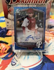 2025 Bowman Prospect Eduardo Tait Saphire Mojo Refractor #/199 Auto Phillies