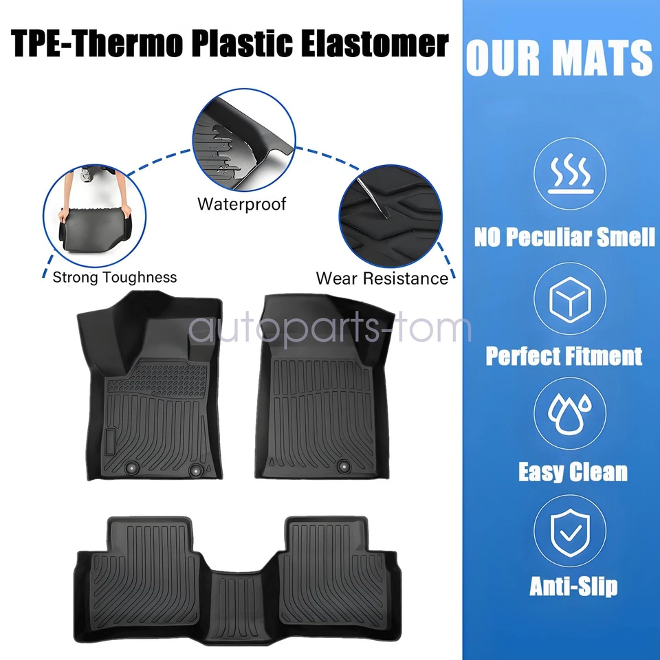 3D TPE Floor Mats For 2014-2015 Nissan Altima 2016-2020 Maxima Liners Waterproof - Image 3 of 4