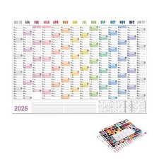 2026 Large Wall Calendar, Yearly Planner Calendar Poster with Stickers