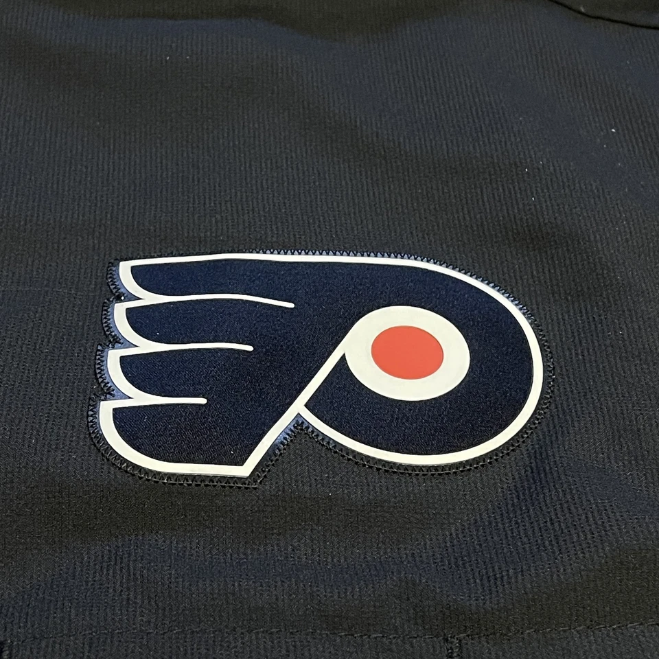 Philadelphia Flyers Jacket Mens Large NHL Hockey Adidas Full Zip Orange Trim - Image 3 of 4