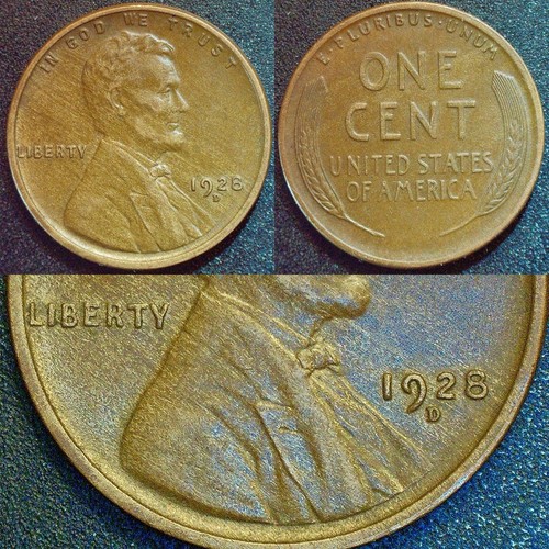 🔥 Better Date Woody Error! BU 1928-D Lincoln Wheat Cent Improper Alloy Mix