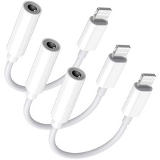 Lightning to 3.5 mm Headphone Jack Adapter, 3Pack, White/Lightning 3.5mm