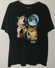 Official Doge Dogecoin To The Moon Dog T-Shirt Men's Size XL Black 2014 Meme