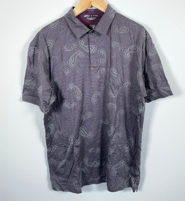 Nike Tiger Woods Polo Shirt Men's 2XL Dark Red Black Paisley Mercerized Cotton