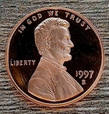 1997-S Deep Cameo Proof Lincoln Cent ~ Free Shipping!