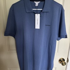 Calvin Klein Men Blue Logo Polo Shirt Size Medium