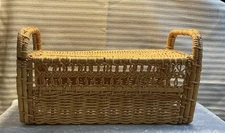 Vintage Wicker Rectangular Tissue Box Cover Boho Nautical Beach Cottage Core
