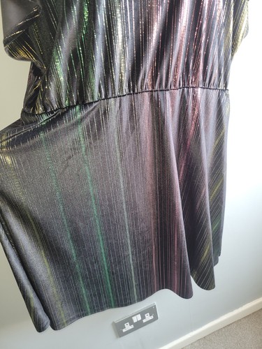 BNWOT TU SIZE 20 BLACK RAINBOW STRIPE SHORT SLEEVE SUMMER DRESS NEW - Bild 4 von 5