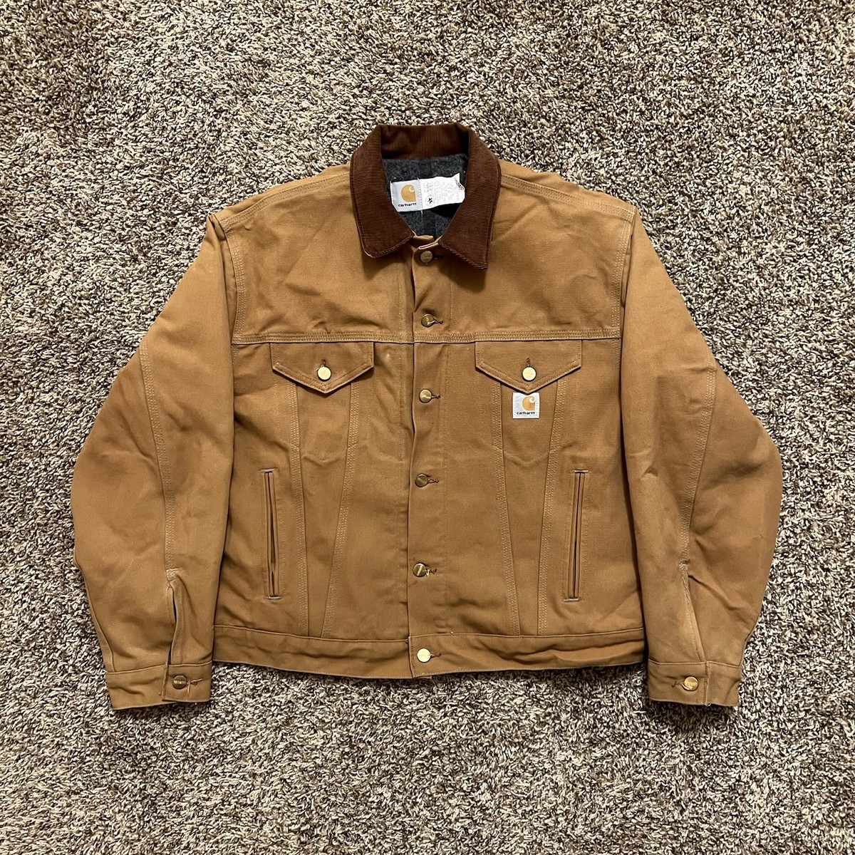 Vintage 90s Carhartt Jacket Mens 46 JB0906 BRN Trucker Blanket