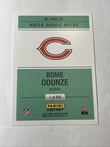 2024 2025 Panini Instant Rated Rookie RC /890 Rome Odunze - Picture 2 of 2