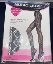 Music Legs One Size Spandex Seamless Striped  Zig Zag Pantyhose Style 7268 Club