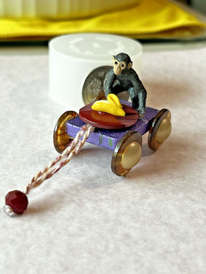PULL TOY Dollhouse Miniature Flexible MONKEY-CHIMP Handcrafted #CHIMP001