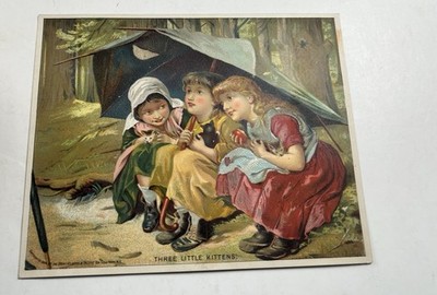 Great Atlantic Pacific Tea Co Large Trade Card Three Little Kittens + Girls