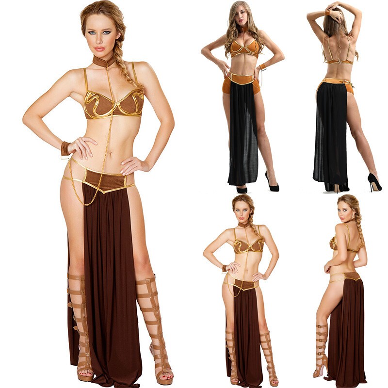 Mujeres Árabe Sexy Princesa Leia Disfraz Halloween Juegos con disfraces Fiesta Vestido Elegante Conjunto