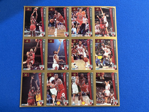 1992-93 FLEER BULLS BACK-2-BACK UNCUT SHEET (JORDAN, PIPPEN + 10) NMT! Rare
