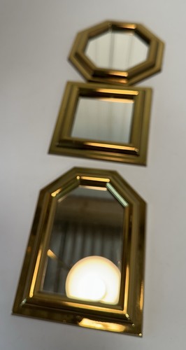(3) Theee Vtg 1987 Burwood Accent Small Mirrors Gold Frame Wall Decor #2808-123B - Picture 2 of 21