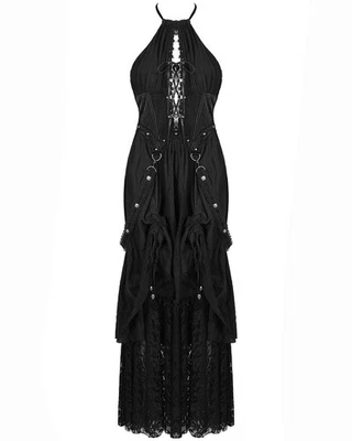 Robe Maxi Gothique Punk À Lacets Pour Femmes Devil Fashion - Photo 1/4
