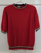 Vintage Montclair Red Acrylic Knit Short Sleeve Sweater Made In Korea Size M
