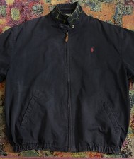 Polo Ralph Lauren Vintage Navy Harrington Made USA 100 Cotton Mens Size Large