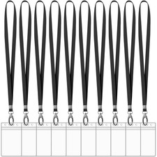 10 Pack Vertical ID Card Name Tag Badge Holders with Lanyards, Lanyard with W...