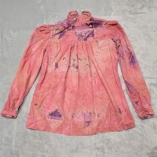 VTG San Francisco Shirt Works Shirt Womens S Pink Patchwork Mock Neck USA Made