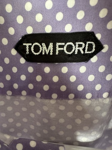 Tom Ford Dress Shirt Mens 42 16.5 Purple Polka Dot Long Sleeve Button Up Italian - Picture 2 of 8