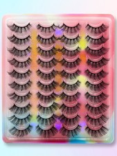 20 Pairs Black False Eyelashes 14mm Volumized Curling Magnetic Faux Mink