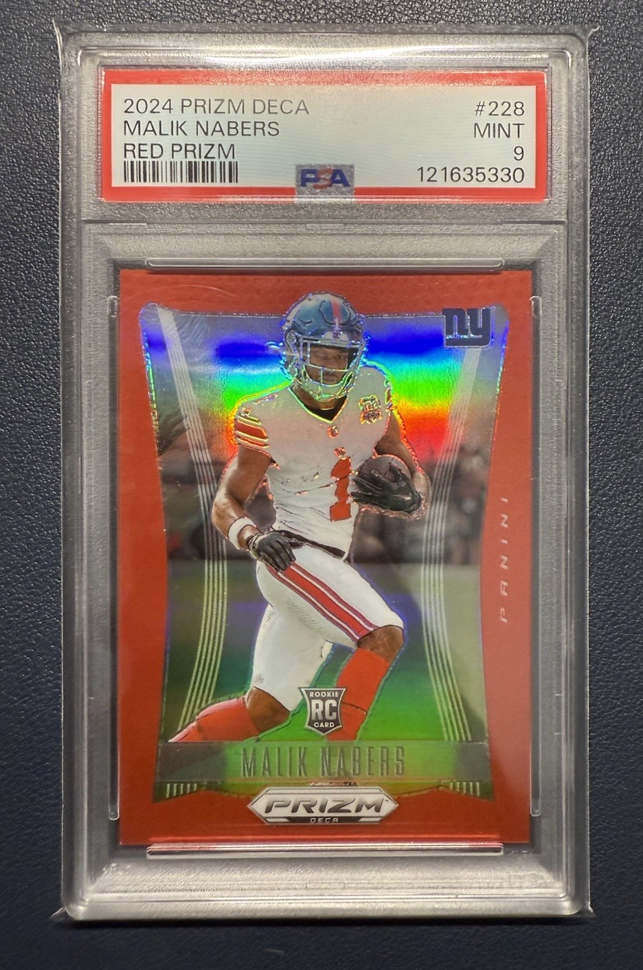MALIK NABERS 2024 PANINI PRIZM DECA ROOKIE RED GEM MT RC /199 PSA 9 Q4255