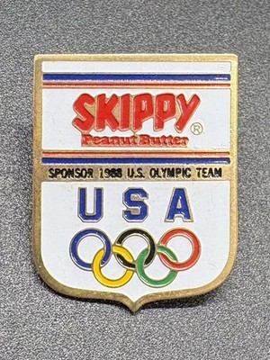 Vintage 1988 US Olympic Team Pin Skippy Peanut Butter Sponsor Seoul Games