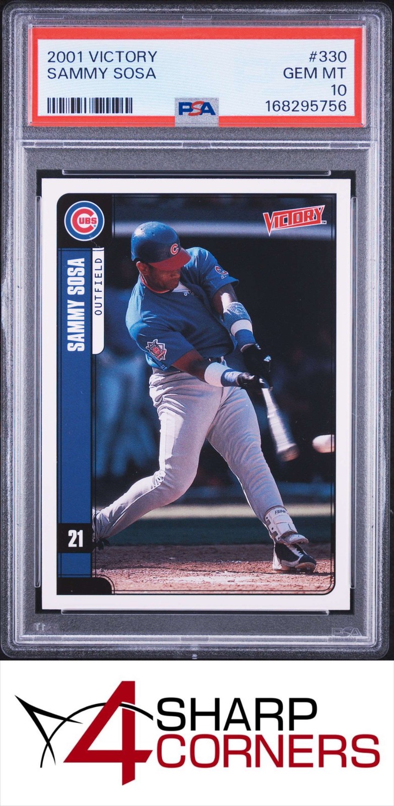 2001 UPPER DECK VICTORY #330 SAMMY SOSA CUBS POP 1 PSA 10