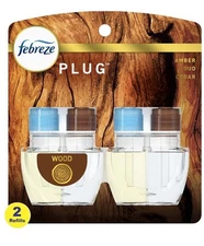 Febreze Plug Refill Odor-Fighting Air Freshener Wood Scent, 2 Count, 0.87 fl oz