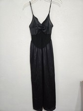 Vintage Nightgown Black With Lace Long Medium