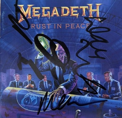 Megadeth - Rust In Peace Signed Autographed Cd, Mustaine,Ellefson,Menza,Friedman